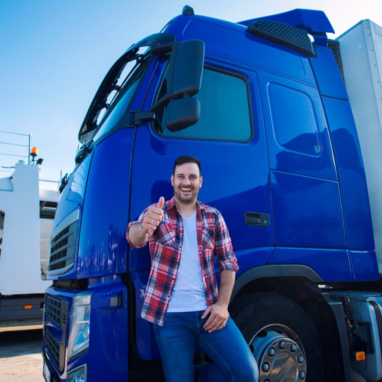 Freight truck at a domestic distribution center