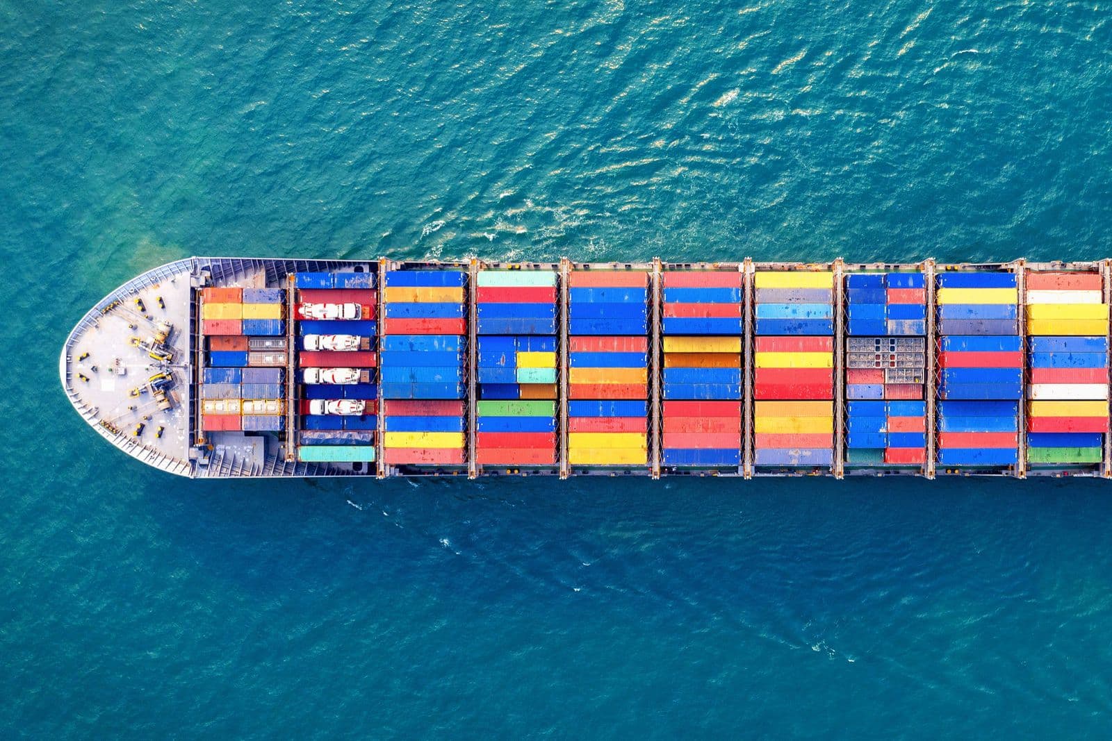 Ocean freight container ship viewed from above
